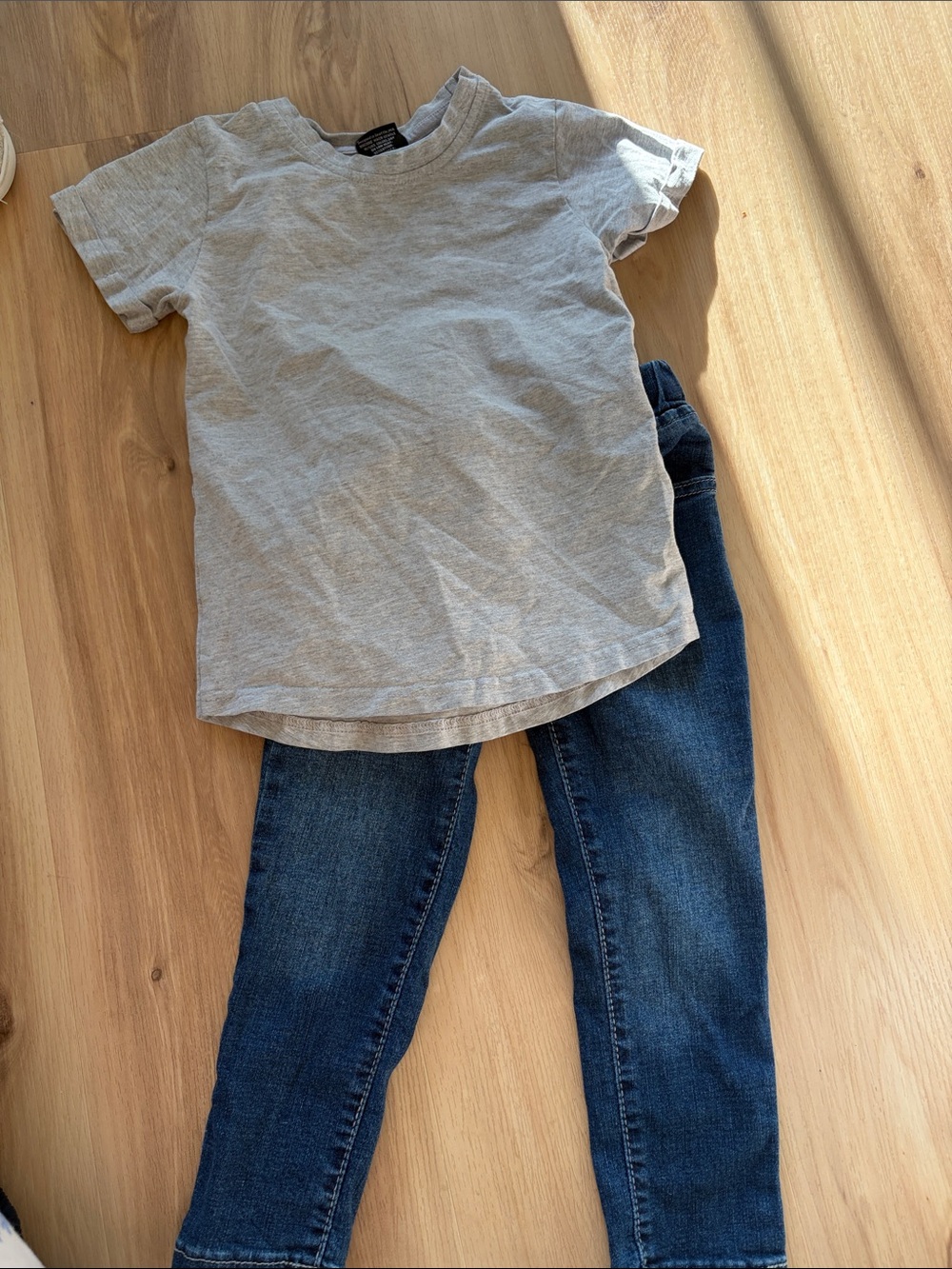Little Bipsy Navy Blue Jeans with Gray Shirt